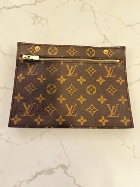 Louis Vuitton Brown Monogram Canvas Pouch with Gold Hardware